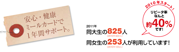 安心・健康ミールカードで1年間サポート。