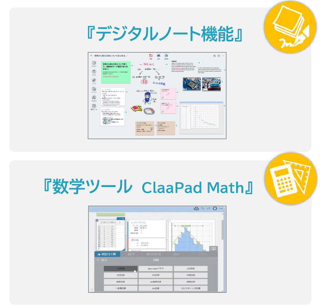 デジタルノート機能・数学ツール