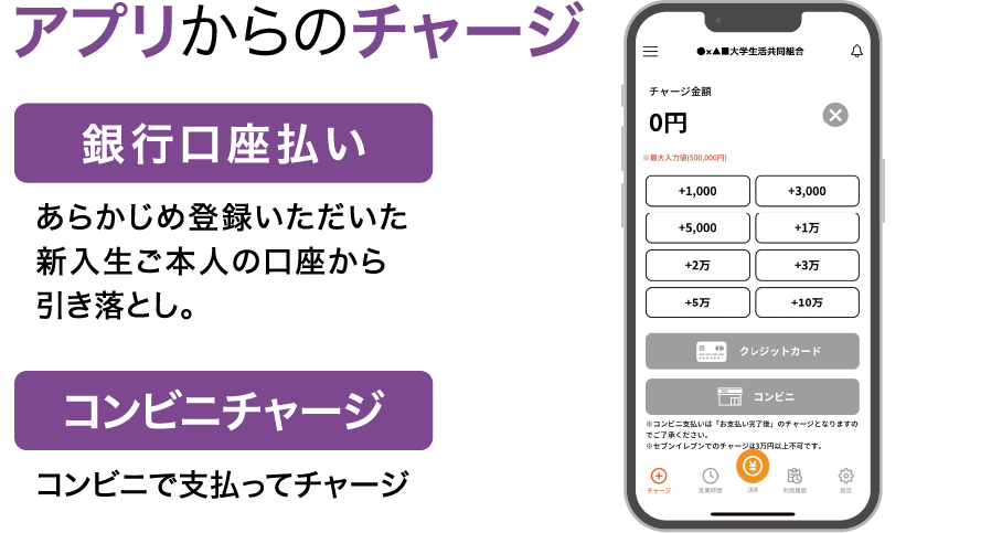 アプリからのチャージ