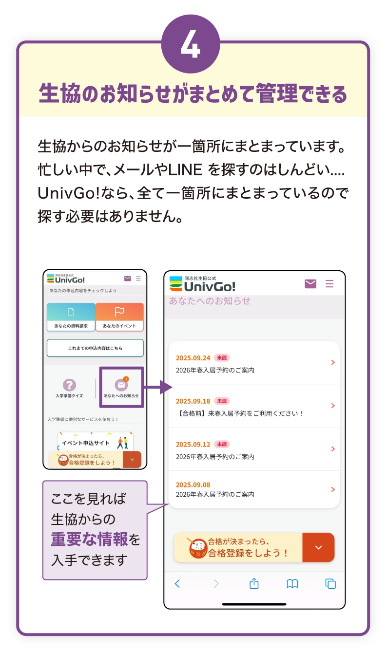 生協のお知らせがまとめて管理できる