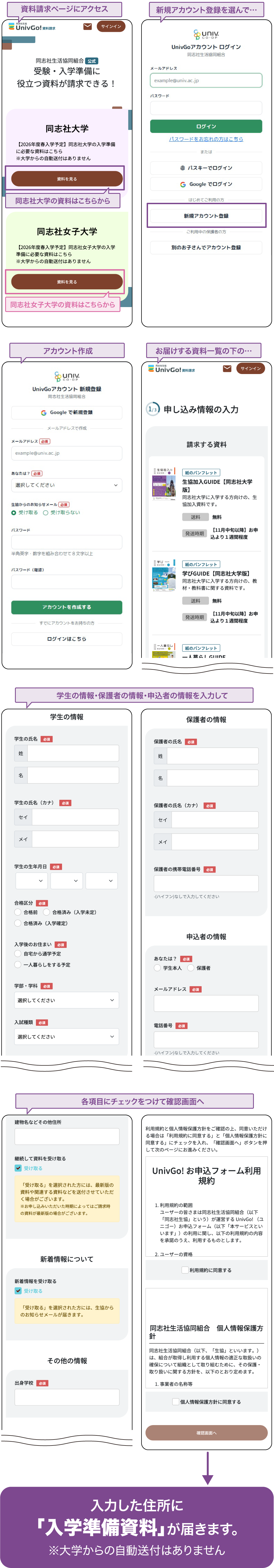 UnivGo! の登録はカンタン！