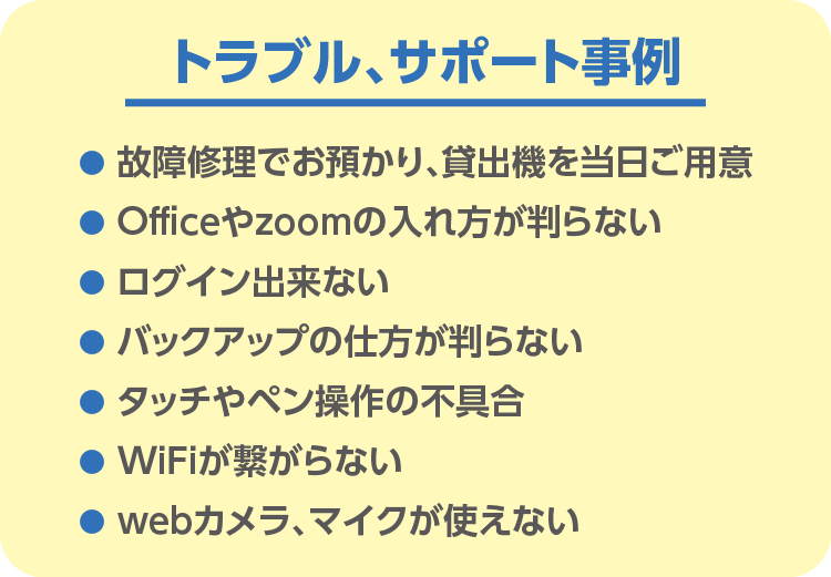 トラブル、サポート事例