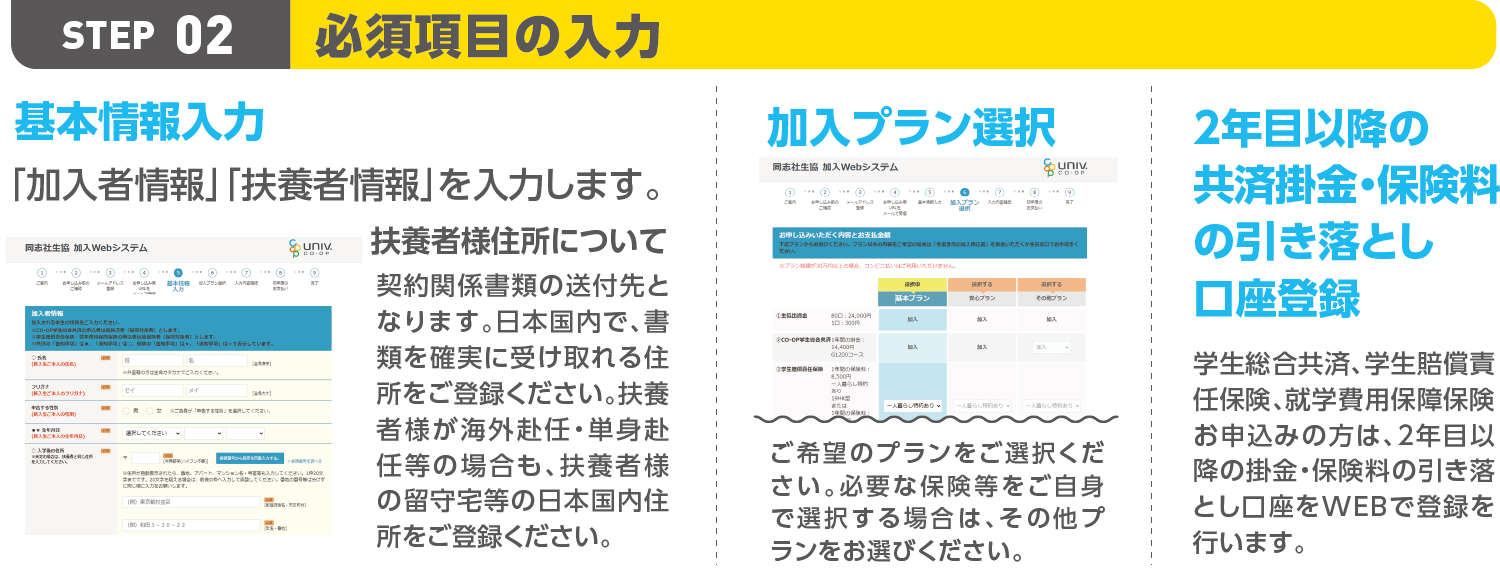 生協・共済・保険等加入手続き方法