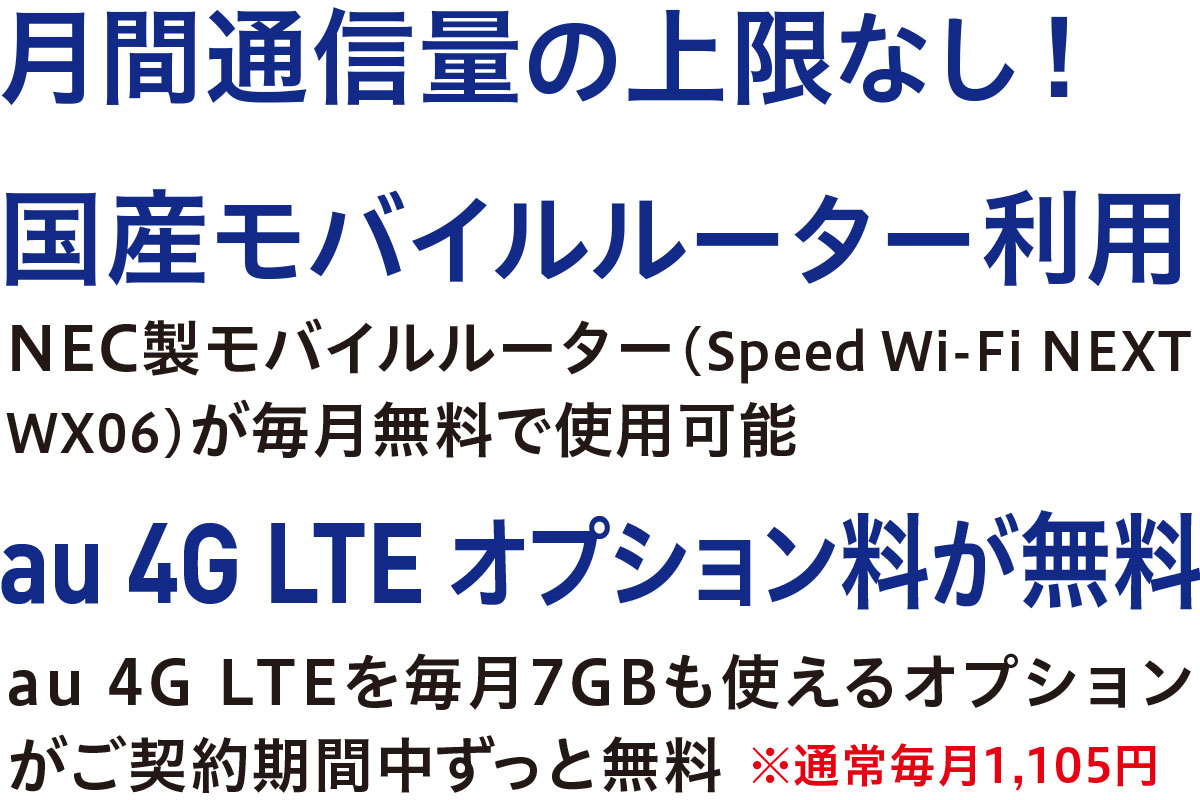 月間通信量の上限なし